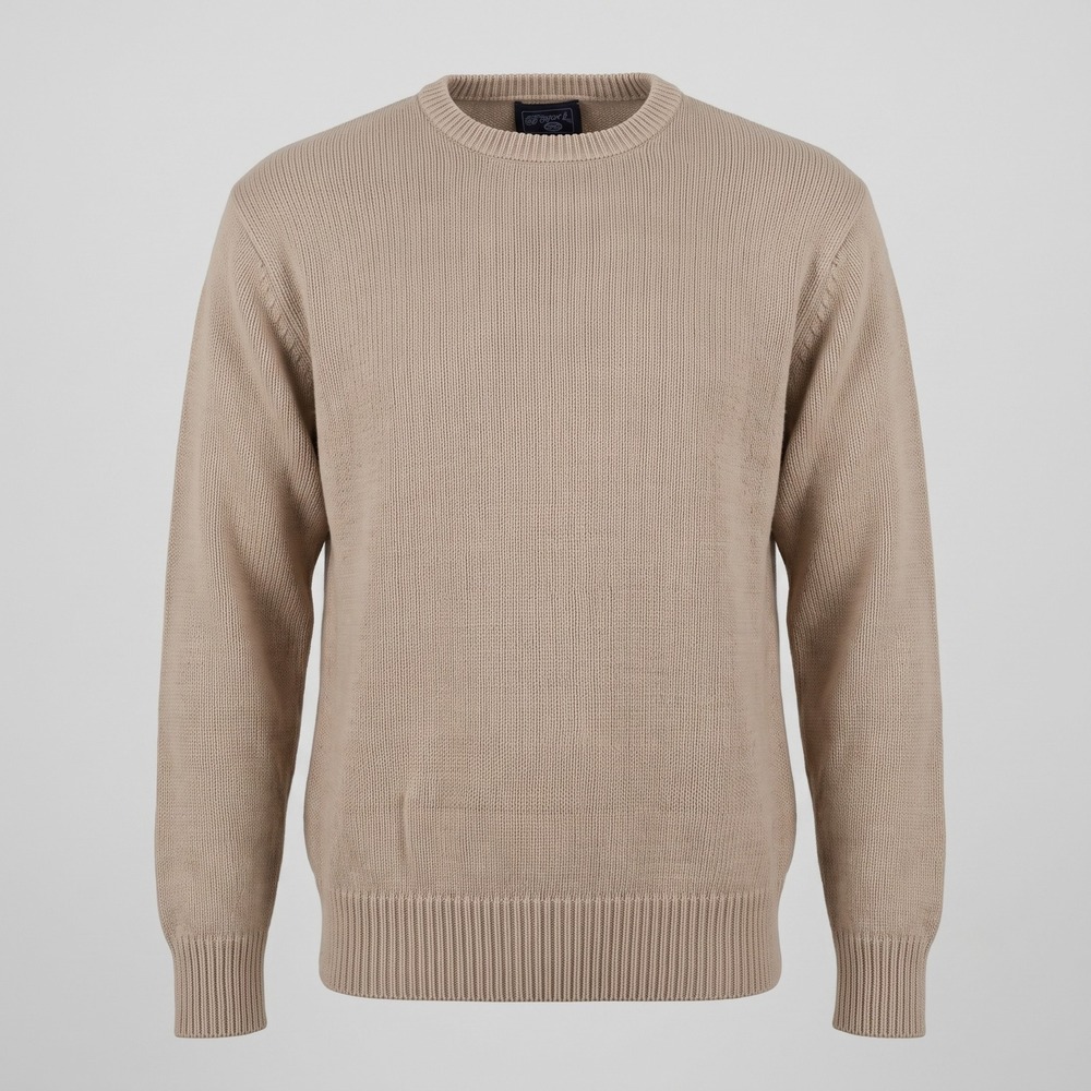 Norsport Men XL Tan Cotton Ramie Sweater Crewneck‎ Shaker Knit Solid Vintage